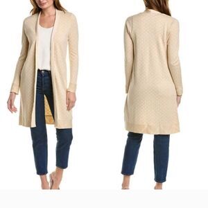 J. McLaughlin Rosalind long Open patterned beige cardigan sweater duster XS NWT